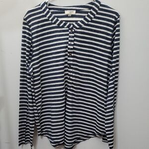 Umgee Blue and White Striped Blouse